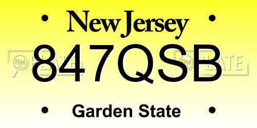 847QSB New Jersey License Plate
