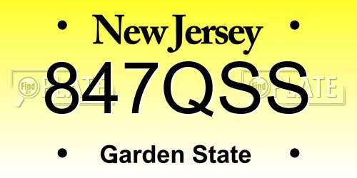 847QSS New Jersey License Plate
