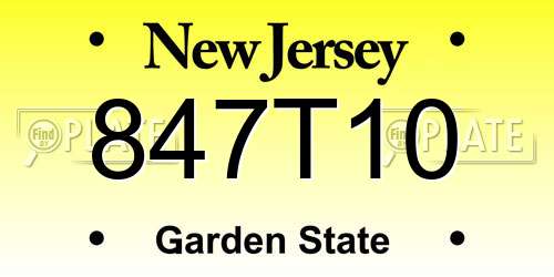 847T10 New Jersey License Plate