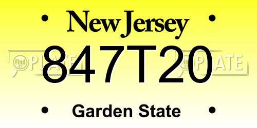847T20 New Jersey License Plate