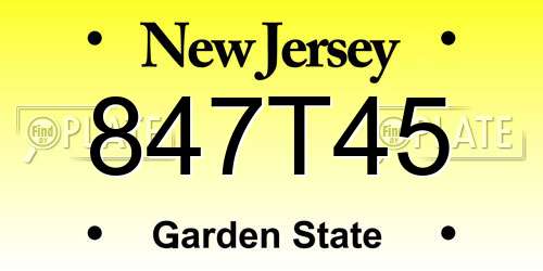 847T45 New Jersey License Plate