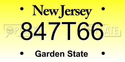 847T66 New Jersey License Plate