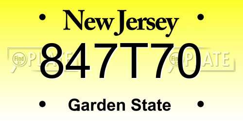 847T70 New Jersey License Plate
