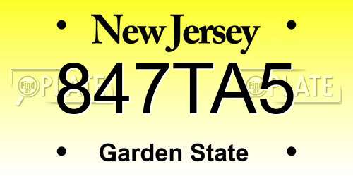 847TA5 New Jersey License Plate
