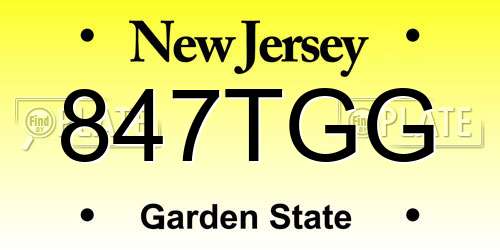 847TGG New Jersey License Plate