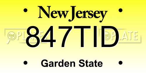 847TID New Jersey License Plate