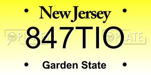 847TIO New Jersey License Plate