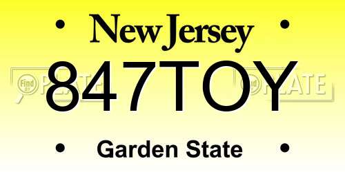 847TOY New Jersey License Plate