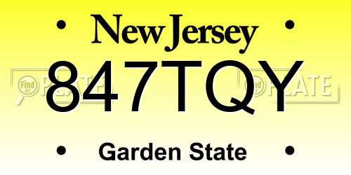 847TQY New Jersey License Plate