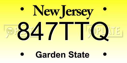 847TTQ New Jersey License Plate