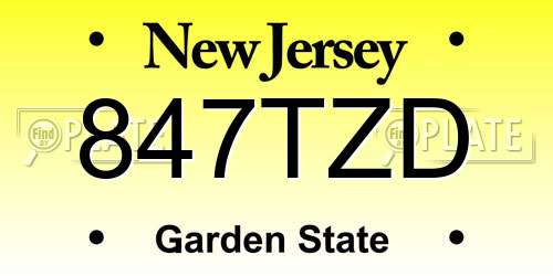 847TZD New Jersey License Plate