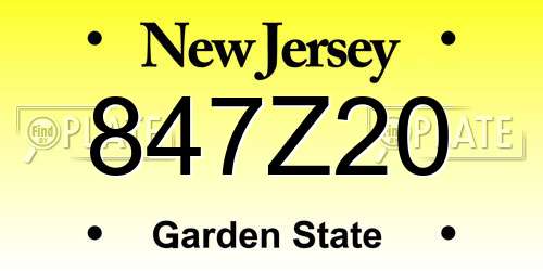 847Z20 New Jersey License Plate