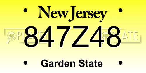 847Z48 New Jersey License Plate