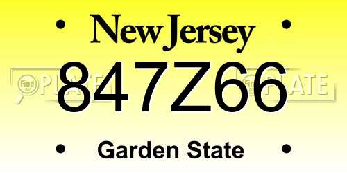 847Z66 New Jersey License Plate
