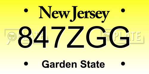 847ZGG New Jersey License Plate