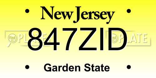 847ZID New Jersey License Plate