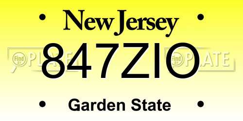 847ZIO New Jersey License Plate