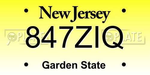 847ZIQ New Jersey License Plate
