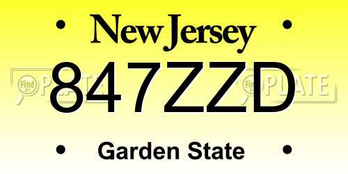 847ZZD New Jersey License Plate