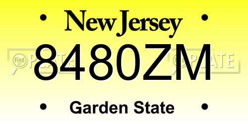 8480ZM New Jersey License Plate
