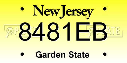8481EB New Jersey License Plate