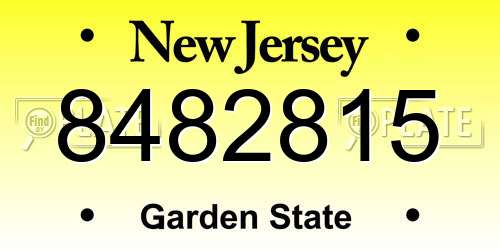 8482815 New Jersey License Plate