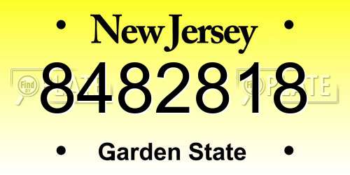 8482818 New Jersey License Plate