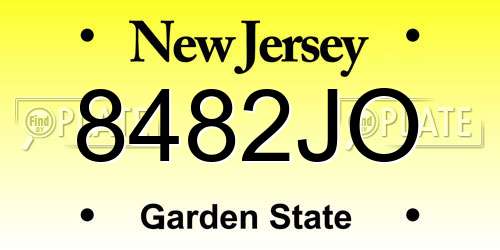 8482JO New Jersey License Plate