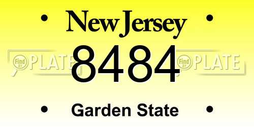8484 New Jersey License Plate
