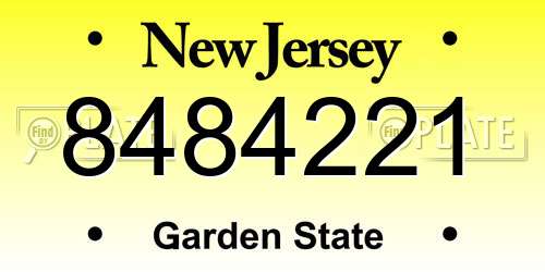 8484221 New Jersey License Plate