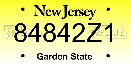 84842Z1 New Jersey License Plate