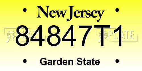 84847T1 New Jersey License Plate