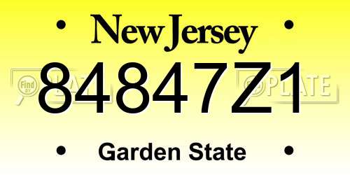 84847Z1 New Jersey License Plate