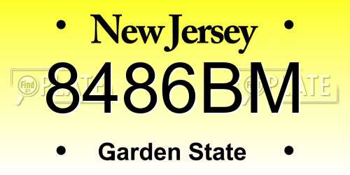 8486BM New Jersey License Plate