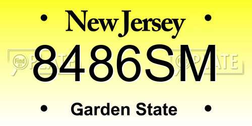 8486SM New Jersey License Plate
