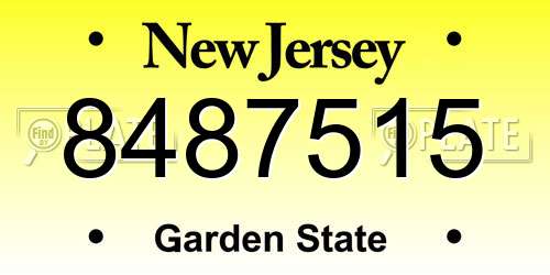 8487515 New Jersey License Plate