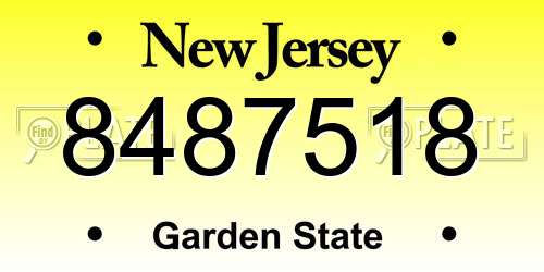 8487518 New Jersey License Plate