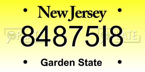 84875I8 New Jersey License Plate