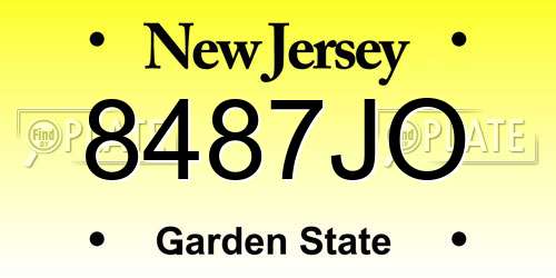 8487JO New Jersey License Plate