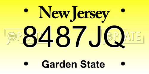 8487JQ New Jersey License Plate