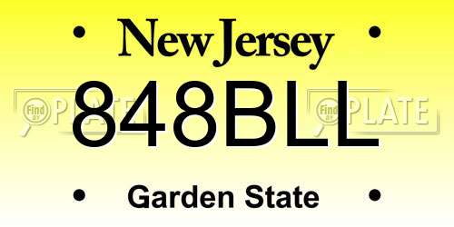 848BLL New Jersey License Plate