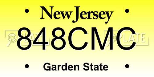 848CMC New Jersey License Plate