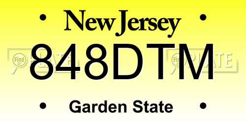 848DTM New Jersey License Plate