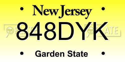 848DYK New Jersey License Plate