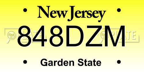 848DZM New Jersey License Plate