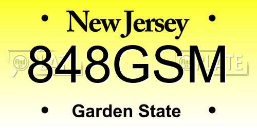 848GSM New Jersey License Plate