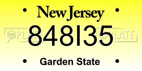 848I35 New Jersey License Plate