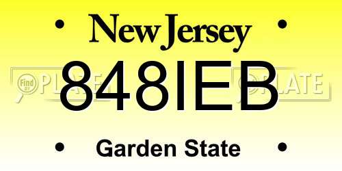 848IEB New Jersey License Plate
