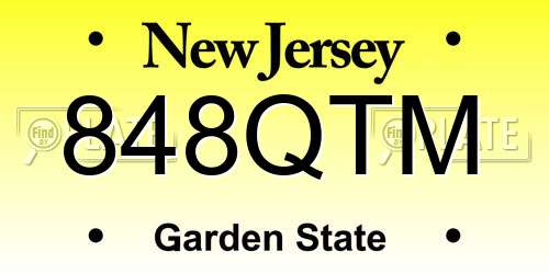 848QTM New Jersey License Plate