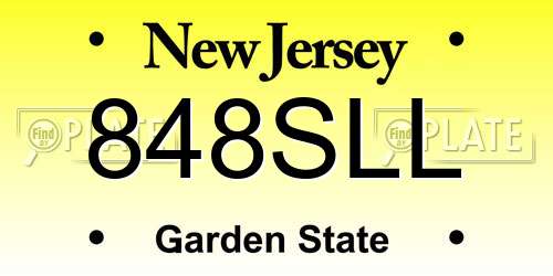 848SLL New Jersey License Plate